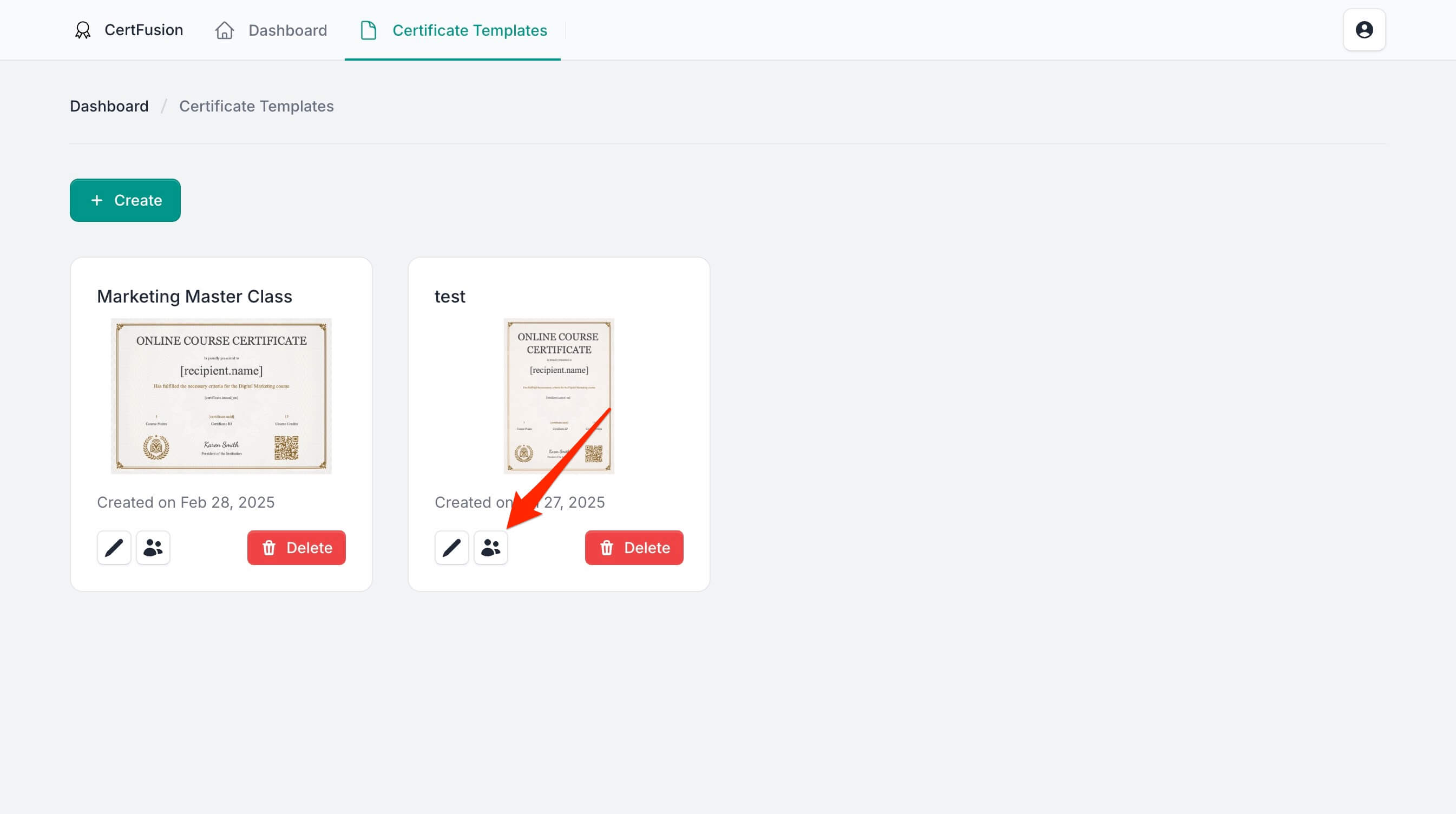 Select Certificate Template